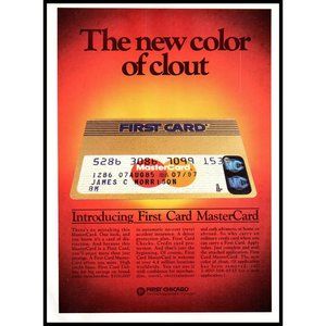 1986 First Chicago Bank MasterCard First Card Vintage Print Ad Gold Credit Art